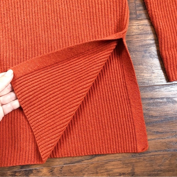 Ett Twa • Anthro Amrita tunic sweater burnt orange merino ribbed knit pullover - Picture 5 of 10